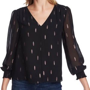 1.STATE Foil print chiffon blouse size Large